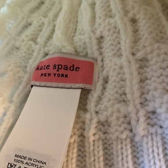 Kate Spade: French Cream Cable Knit Beanie/Hat - Picture 10 of 16